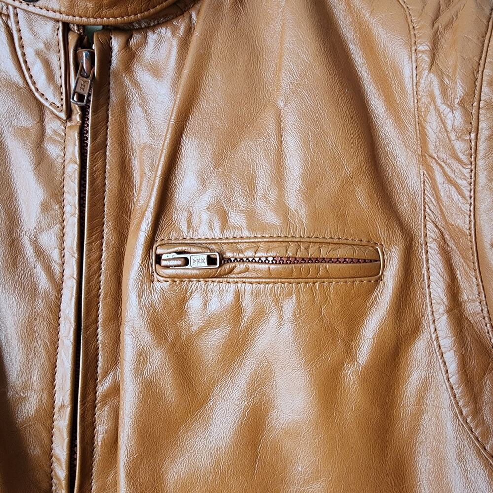Vintage Bermans Leather Jacket Mens Size 46 Brown Removable Liner Bomber Biker - Picture 3 of 14